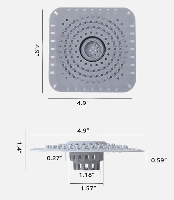 Drain Hair Catcher, Bathtub Drain Protecto 2 PCS （Gray Square） - Image 7