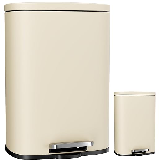 Arlopu 13.2+1.3 Gallon Step Trash Can, Stainless Steel Garbage Bin, Soft-Close by Arlopu