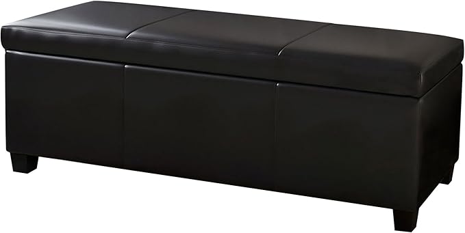 BELLEZE Storage Faux Leather Ottoman, 47 Inch Bench Bedroom Bench by BELLEZE