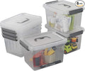 6-Pack Plastic Storage Box, 6 L Clear Storage Bins by Lesbin