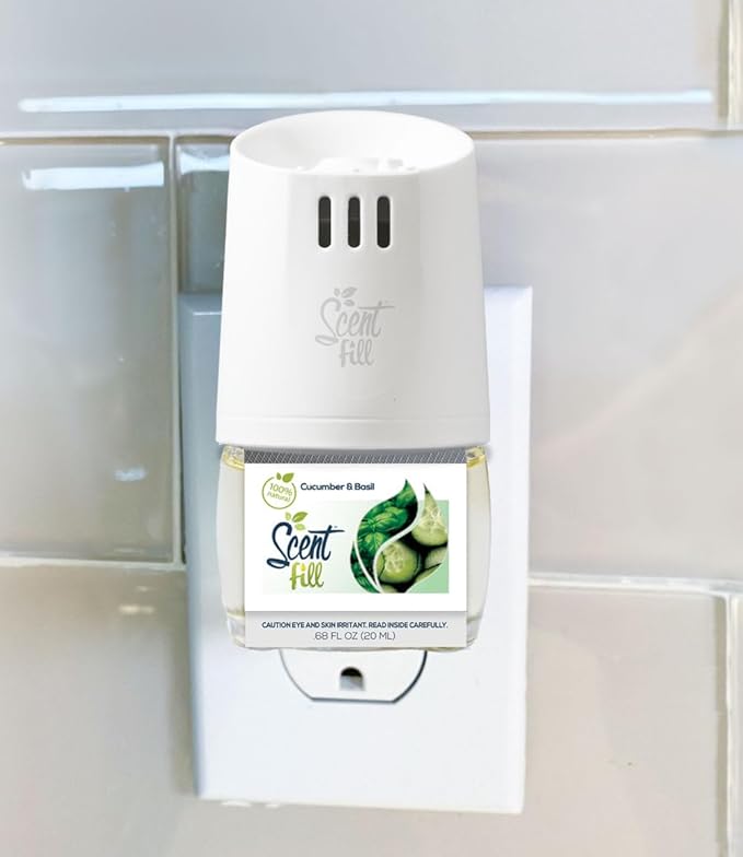 Scent Fill 100% Natural Cucumber Basil Plug in Air Freshener, Scented Oil - Image 2