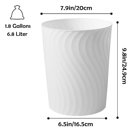 YGJT Small Trash Can, 6 Pack 1.8 Gallons Bathroom Trash Can, Slim Waste Basket - Image 6