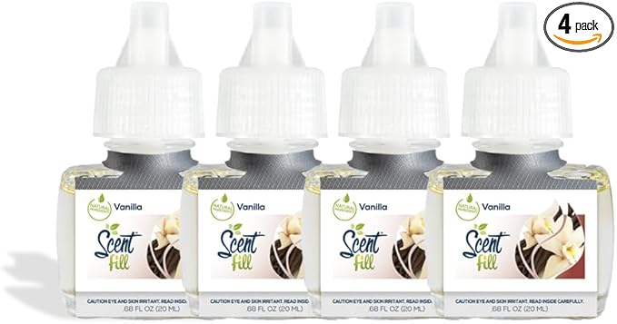 Scent Fill Vanilla Plug in Air Freshener, 4 Scented Oil Refills by ScentFill