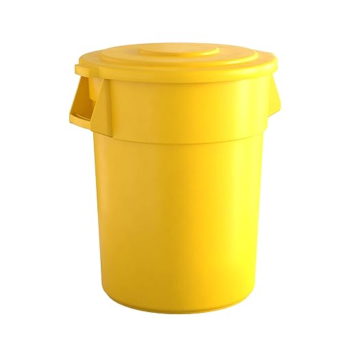 55 Gallon Yellow Round Commercial Trash Can by Krollen+Industrial