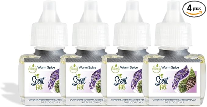 Scent Fill Warm Spice Plug in Air Freshener, 4 Scented Oil Refills by ScentFill