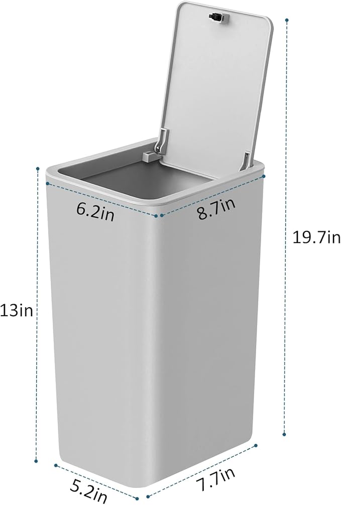 TIPGO Bathroom Trash Can with Lid, 10 Liter/ 2.6 Gallon Slim Garbage Can - Image 6