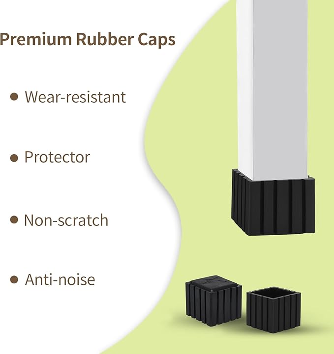 Flyshop Anti-Skid Non-Marking Synthetic Rubbr Patio Chair Table Leg Caps Square - Image 5