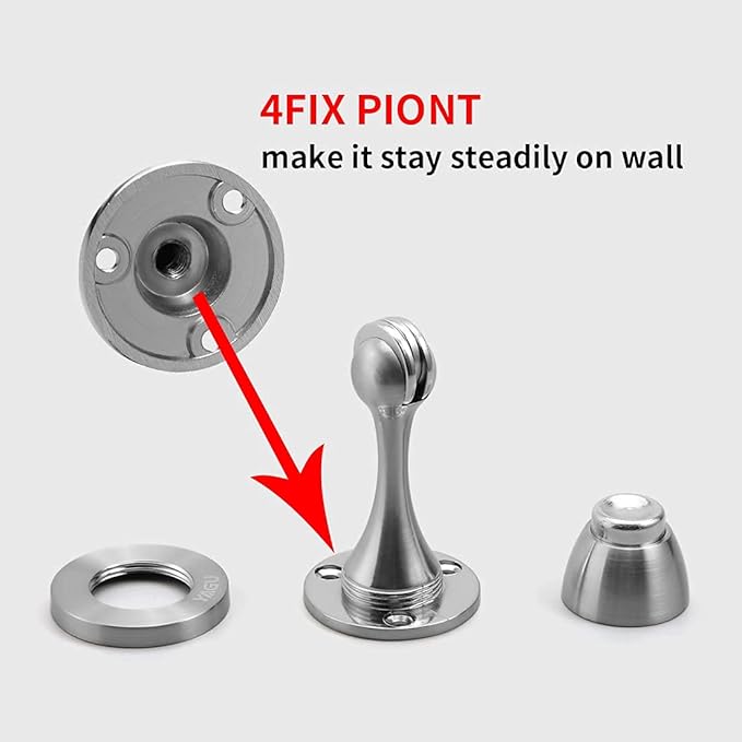 YAGU 1 Pack Silver Magnetic Door Stoppers Catch, Zinc Alloy Brushed Nickel Door - Image 4