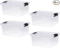 Superio Storage Bins with Lids- 4 Pack, 6.6 Qt Clear Boxes by Superio