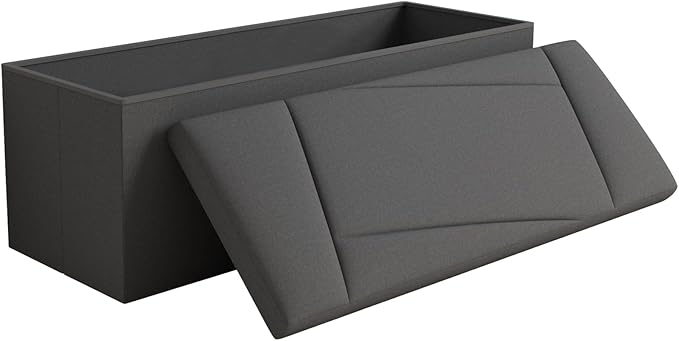 Ottoman with Storage, 43 Inches Folding Storage Ottoman Bench by Unknown