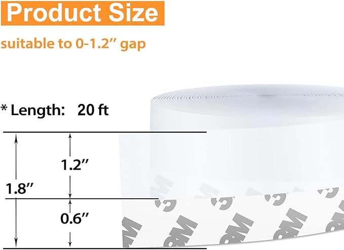 20 Ft Door Weather Stripping Door Seal Strip Tape, Silicone Door Draft Stopper - Image 2