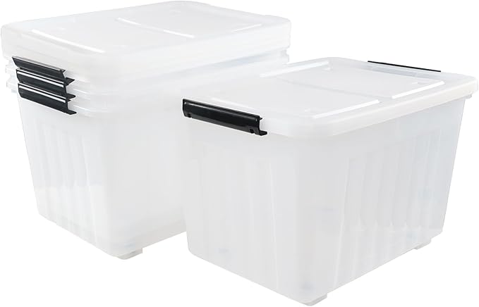 4-Pack 42 L Clear Plastic Storage Container Bin - Image 2
