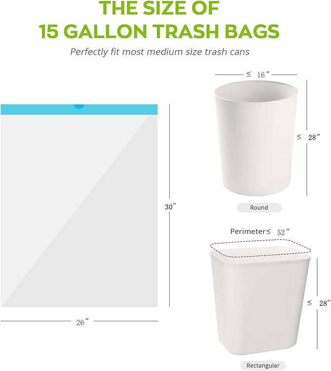 15 Gallon white drawstring trash bags, No tear open large floral scent garbage - Image 6