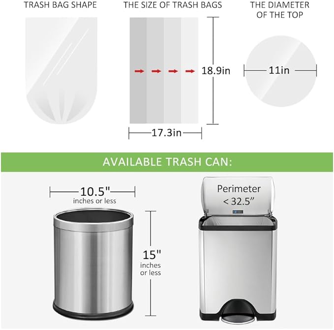 3 Gallon 120 Counts Small Trash Bags Garbage Bags by RayPard, 10-12 Liter Waste - Image 2
