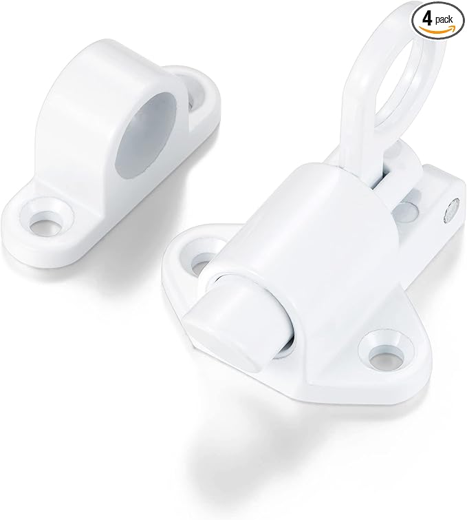 4 Packs Self-Closing Latches，White Spring Door Lock，Resilient Bolt Latch by INIRET