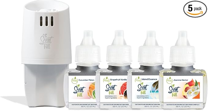 Summer Scent Fill Plug in Air Freshener Kit, 4 Refills + Diffuser by ScentFill