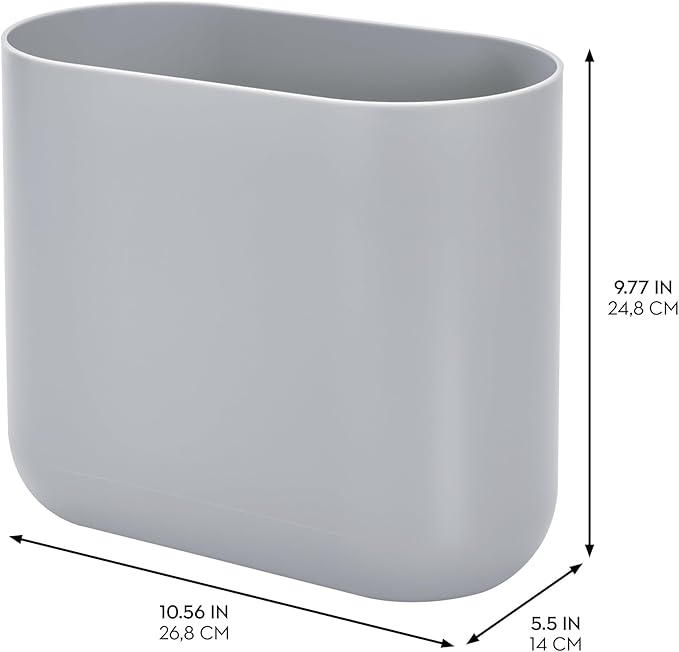 iDesign Cade Oval Slim Trash, Compact Waste Basket Garbage Can - Image 2
