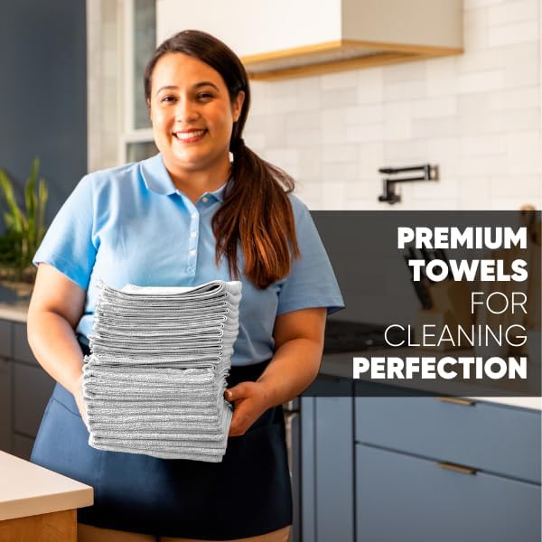 MW Pro Microfiber Cleaning Cloth | White | Size 16" x 16" | All Purpose - Image 3