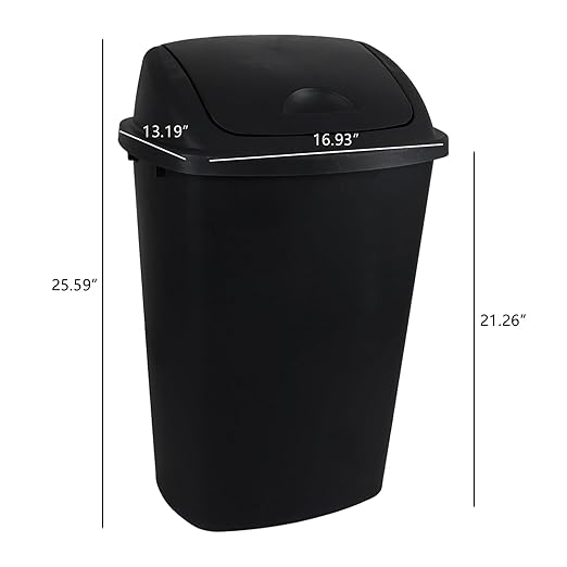 13 Gallon Garbage Can with Swing Lid, Plastic Kitchen Trash Can, 4 Pack - Image 2