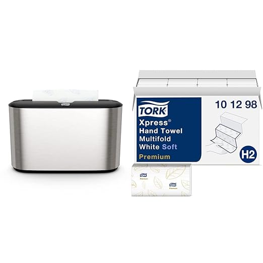 Tork Xpress Paper Towel Dispenser and Tork Extra Soft Multifold Hand Towels by Tork