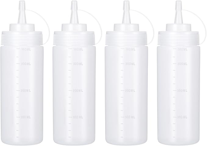 Condiment Squeeze Bottles Ketchup Dispenser, 4 Pack 12oz Squeeze Bottles by Katfort