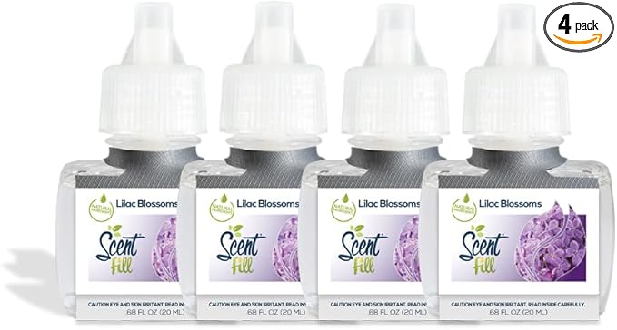 Scent Fill Lilac Blossoms Plug in Air Freshener, 4 Scented Oil Refills by ScentFill