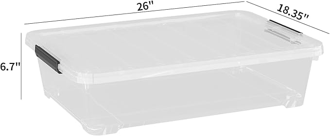 4Pack 40 Qt Plastic Under Bed Storage Organizer Bin Container - Image 2