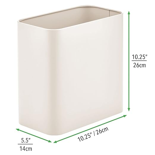 mDesign Small Metal 2.4 Gallon Trash Can Wastebasket Garbage Bin - Image 3