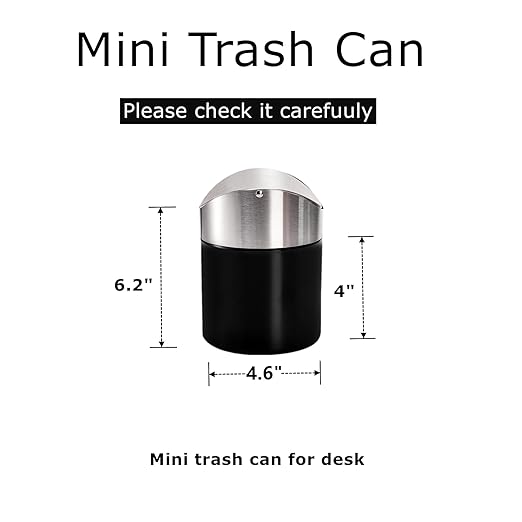 2 Pack Mini Trash Can for Desk, Swing Lid Brushed Stainless Steel Countertop - Image 2