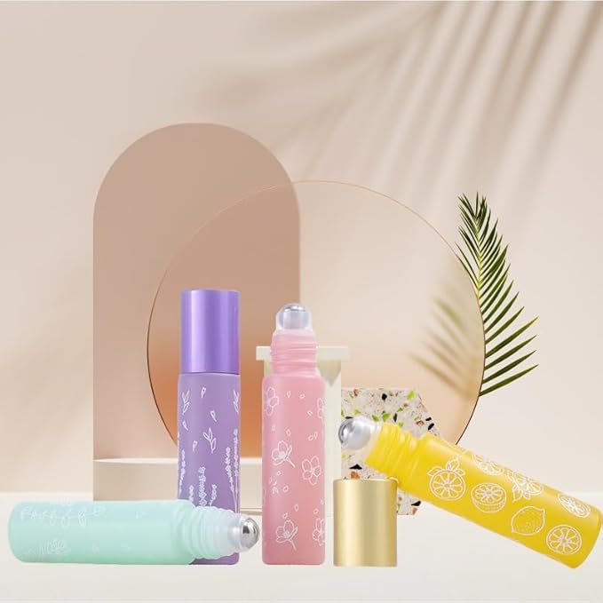 10 Pcs Purple Glass Essential Oil Roller Bottles, 10ml Refillable Roll-on - Image 2