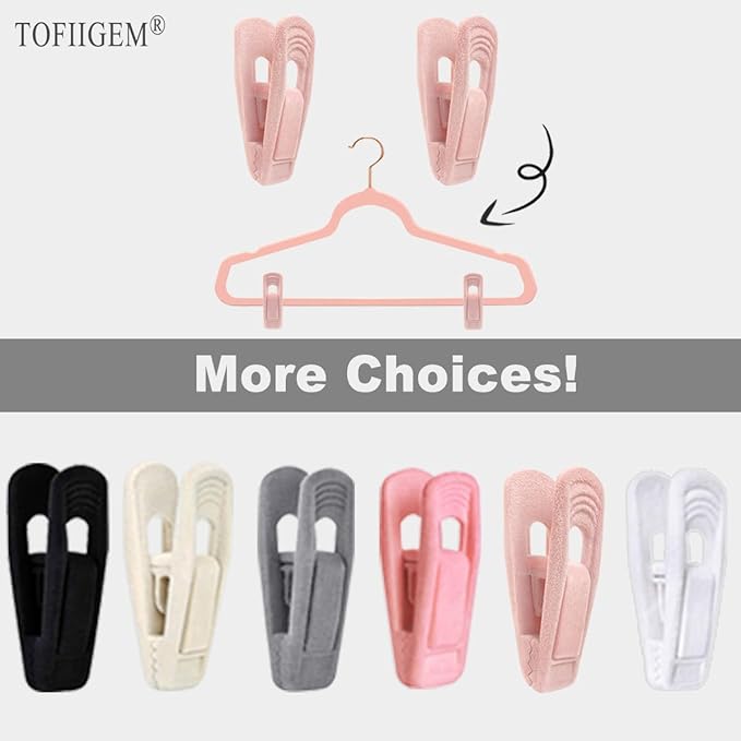 Light Pink Velvet Hangers Clips 20 PCS, Non-Slip Velvet Clip - Image 8