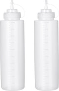 Squeeze Bottles for Sauces 2 Pack, 32 Ounce 1000ml Plastic Dressing Squirt by Katfort