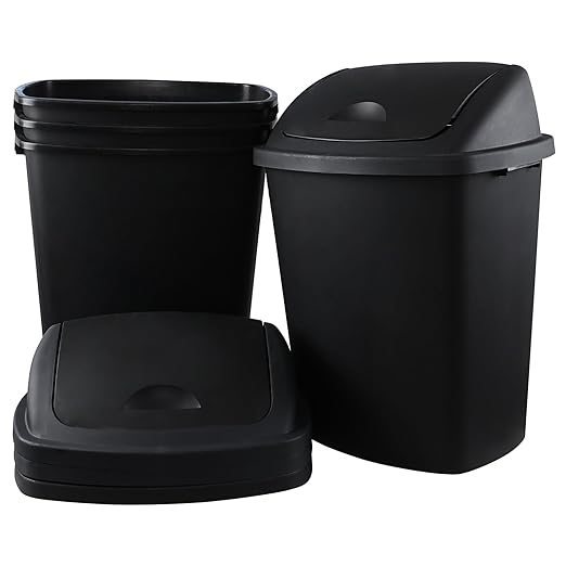 Zopnny 4-Pack 18 Gallon Tall Kitchen Swing Top Garbage Can, Plastic Swing Top by Zopnny