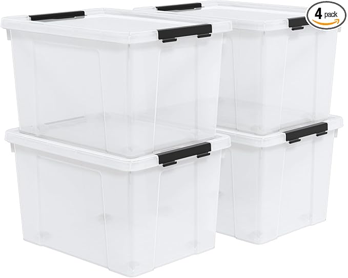 Set of 4 50 L Stackable Plastic Storage Container by Nihenok
