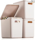 Plastic Storage Bins with lids, Storage Baskets, Container with handle by GUMEIGODA