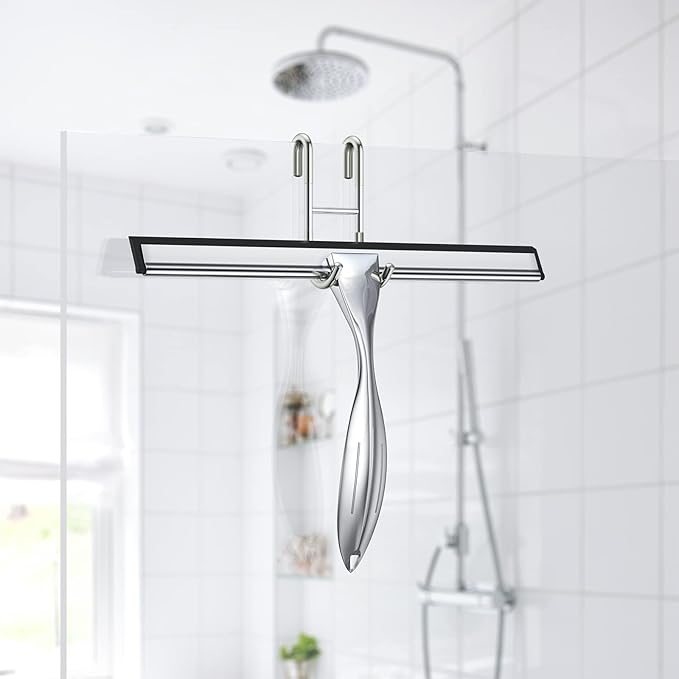 Shower Squeegee for Glass Door 12-Inch Stainless Steel Bathroom Squeegee Window - Image 4