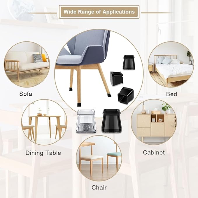 32 Pcs Square Chair Leg Protectors - Image 3