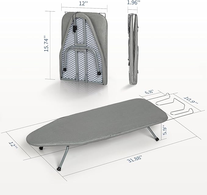 Tabletop Ironing Board with Iron Rest, Small Ironing Board Foldable with Heat - Image 2