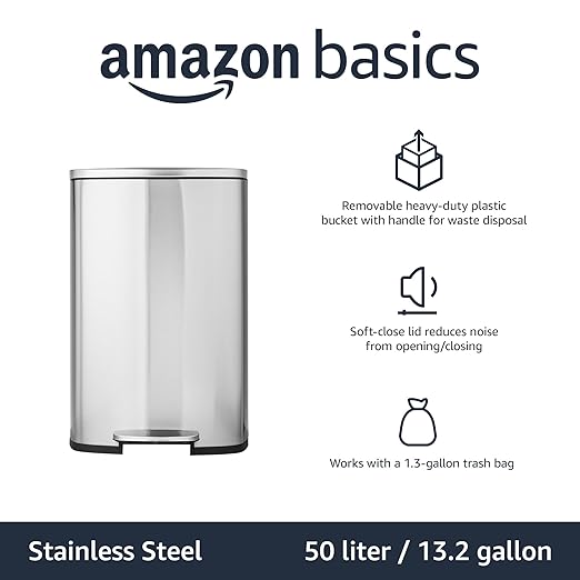 Amazon Basics Smudge Resistant Rectangular Trash Can - Image 2
