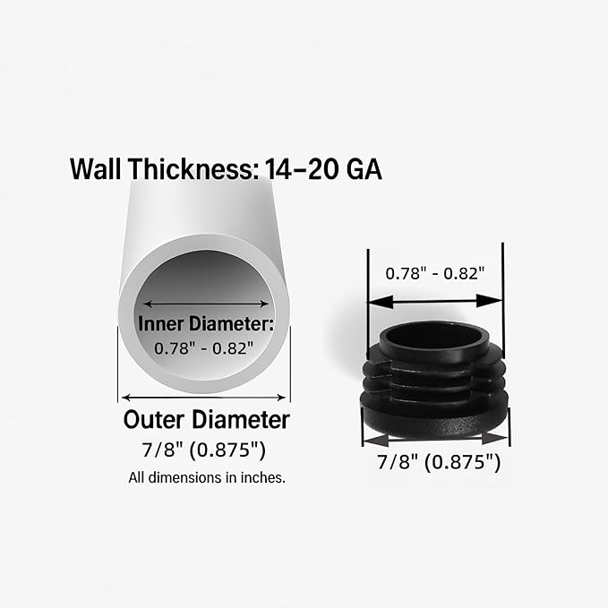 Furnigear Plastic Plugs Tubing End Caps Chair End Caps 7/8" Outside Bottom - Image 5