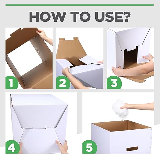 Tioncy 5 Pcs Cardboard Trash Cans Disposable and Reusable Corrugated Cardboard - Image 2