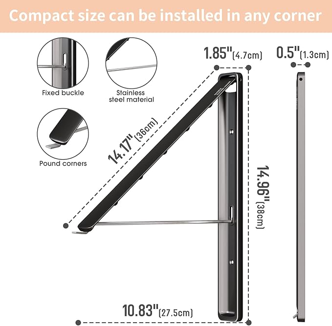 Clothes Drying Rack Retractable, Wall Mounted Clothes Hanger Rack - Image 6