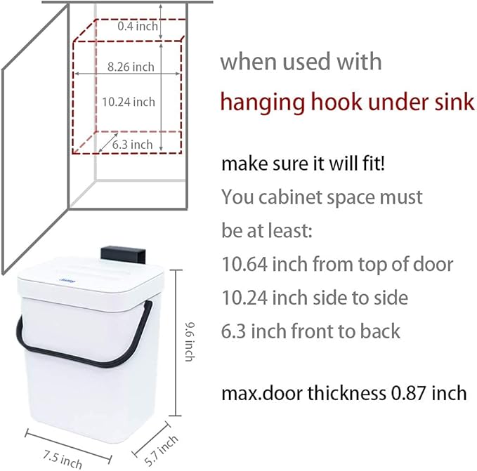 Kitchen Compost Bin Indoor for Counter Top, Hanging Small Trash Can - Image 6