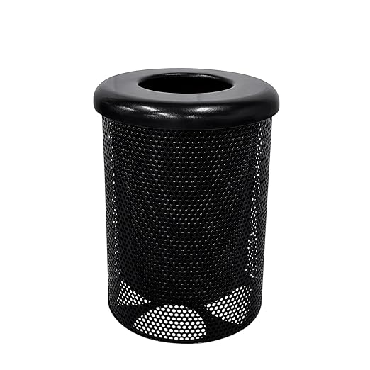 COATEDOUTDOORFURNITURE RFT-P-BLK Heavy Duty Round Trash Receptacle by CoatedOutdoorFurniture