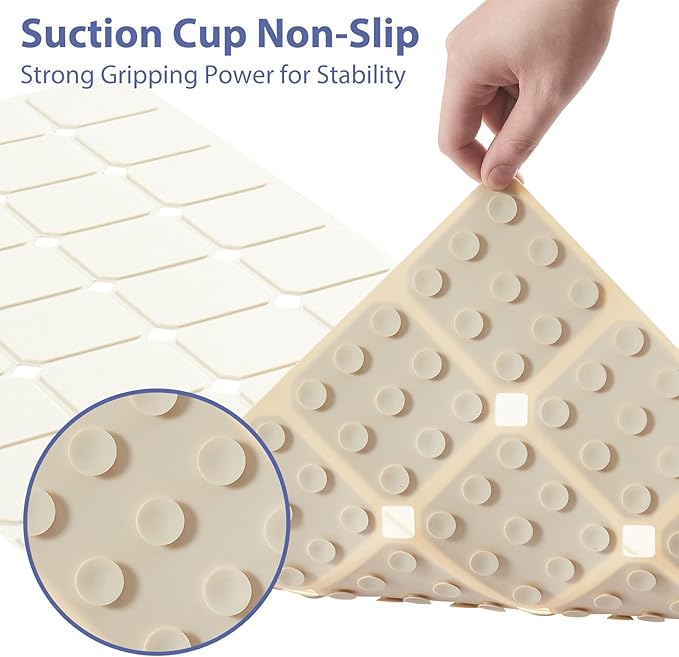 Bathtub Mat Non Slip Silicone Foldable Extra Long Tub Mat Strong Suction Cups & - Image 2