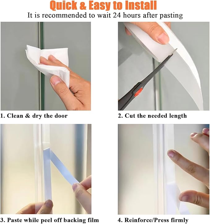 Upgraded 49.2FT Silicone Weather Stripping Door Seal, No Residue Glass Shower - Image 6