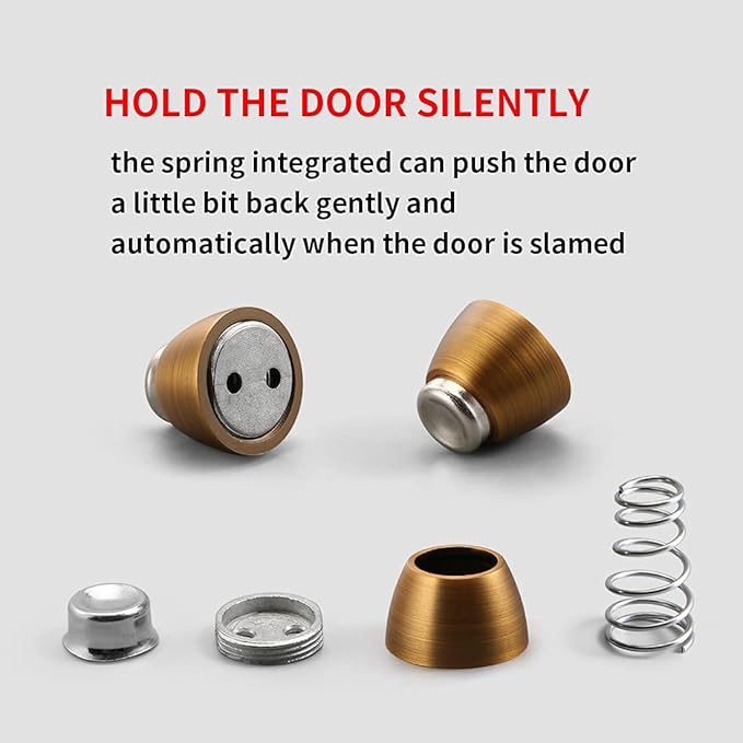 Door Stopper 4 Pack Magnetic Door Stops, Zinc Alloy Antique Brass Door Catch - Image 8