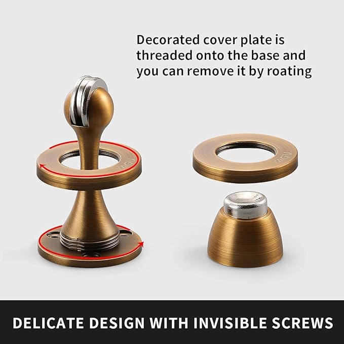 Door Stopper 1 Pack Magnetic Door Stops, Zinc Alloy Antique Brass Door Catch - Image 7