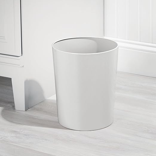 mDesign Round Metal Small 1.7 Gallon Recycle Trash Can Wastebasket, Garbage - Image 2