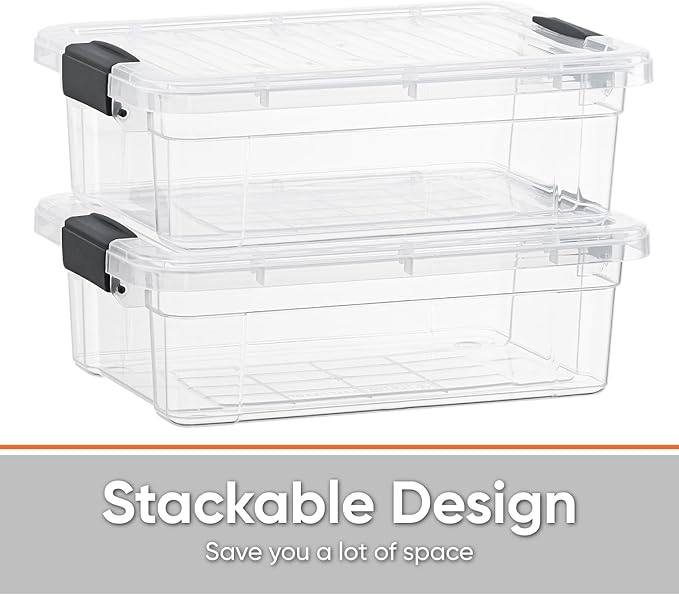 Superio Storage Bins with Lids- 2 Pack, 4.5 Qt Clear Boxes - Image 4